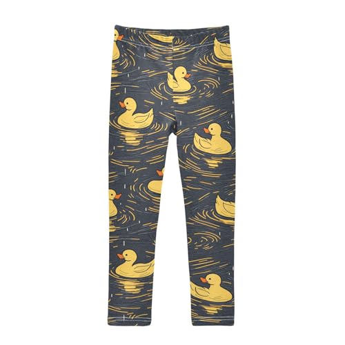 Duck Painting Girls Leggings Ultra Soft Compression Yoga Gym Pants for Kids 4-10T
