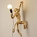 CHABEI Industrial Wall Lighting Fixture Vintage Resin Monkey Light Wall Lamp for Living Room Children's Kid's Bedroom Club Decoration (Gold)