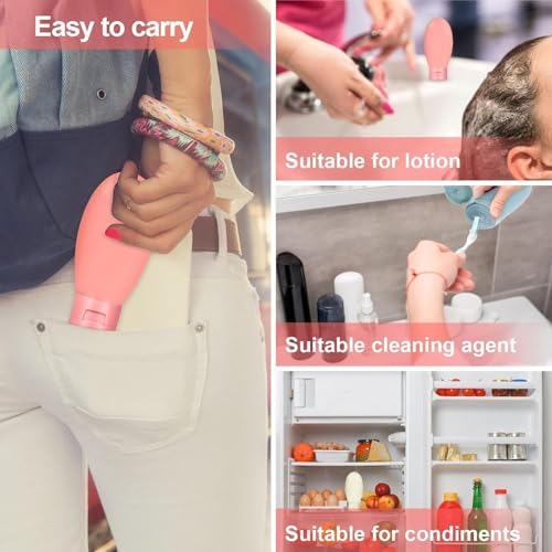 Image of Travel Bottles Set for Toiletries, | TSA Approved Leak Proof Silicone Travel Containers with Clear Pouch, Refillable Travel Size Bottles for Shampoo, Lotion and Conditioner (multi, set of 3)