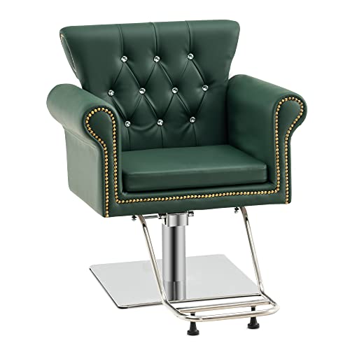Barberpub Classic Styling Salon Chair For Hair Stylist Antique Hydraulic Barber Chair Beauty Spa Equipment 8899 (Green) #TOP5