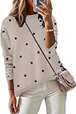 Zeagoo Sweaters for Women Fall Clothes Trendy 2025 Crew Neck Dot Long Sleeve Pullover Tops S