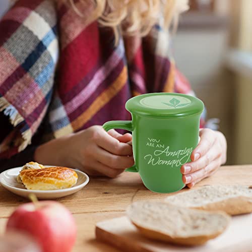 Mug en céramique verte isolant avec soucoupe de protection