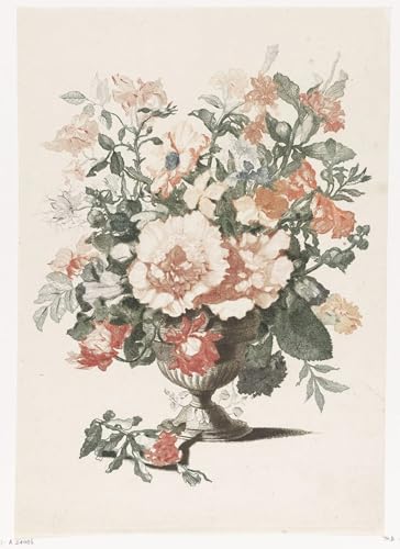 Tableau vase en pierre avec fleurs impression sur toile 60x90cm