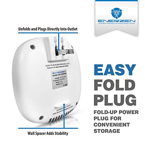 Enerzen O-111 Negative Ion And 50Mg/H Ozone Generator - High Output Wall Plug In Travel Air Ionizer Deodorizer - Bathroom Pet Hair Odor Allergies Smoke Eliminator #TOP6