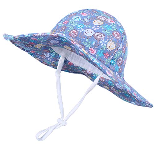 Happy Cherry Enfant Chapeau de Soleil Bob Anti-UV Solaire Été Garçons Fille pour Plage Vacances Voyage Bonnet Coton Pliable Hat Respirant Confortable Bleu - 4-6 Ans