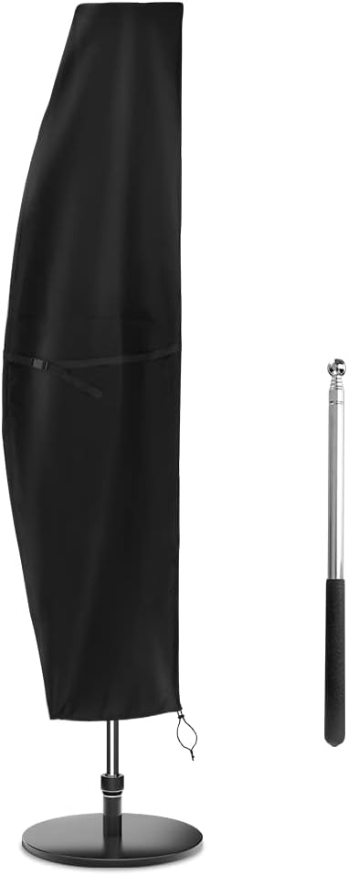 Waterproof Patio Umbrella Cover 420D Heavy Duty, Outdoor Market Parasol Cover with Zipper Fits 7-11 FT Umbrellas, UV Resistant, Fade Proof (600D Oxford --Black, Fit 11-14Ft)