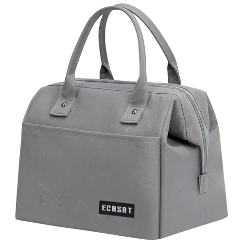 ECHSRT Large Insulated Lunch Bag for Women Men Leakproof Cooler Lunch Tote Bags for Work Travel Adult Thermal Lunchbox for Office -10L Grey
