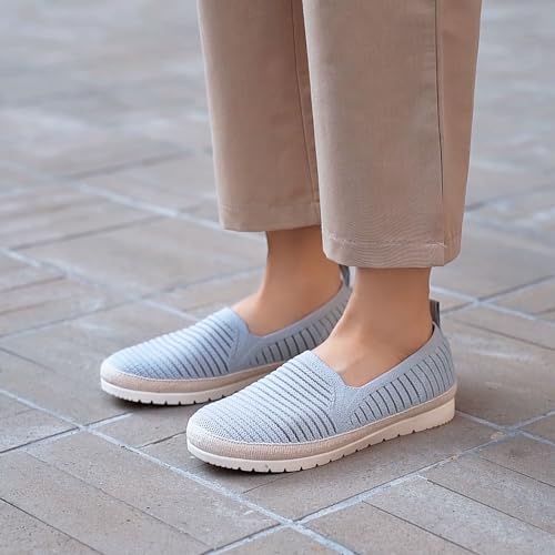 Women's Slip on Loafer Shoes Casual Walking Shoes Comfortable Knit Hands Free Slip ins Sneakers with Arch Support Fashion Work Nurse Flats - Image 6