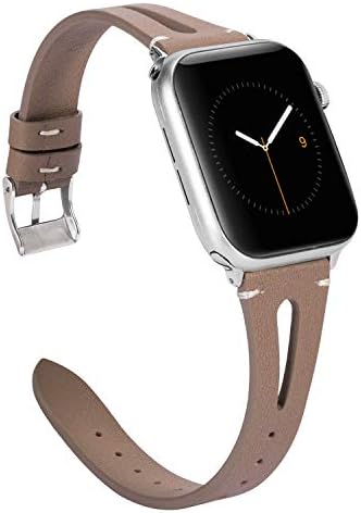 Wearlizer Pink Flower Leather Strap for Apple Watch Strap 41mm 38mm 40mm iWatch Womens Special Triangle Hole Sport Straps Wristband Replacement Bracelet (Metal Silver Buckle) SE Series 9 8 7 6 5 4 3 2