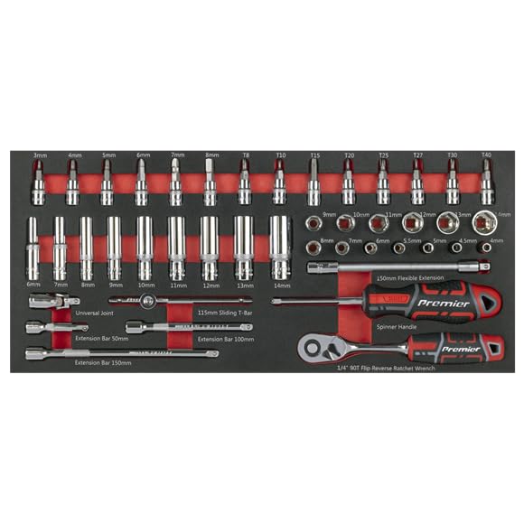 Sealey Cırcırlı Lokma Seti 1/4"Sq Drive 44 parça