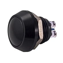 URTONE Momentary Push Button Switch, UR123, 1NO SPST DC/AC 36V 2A Aluminum Alloy Metal Shell Suitable for 12mm 1/2" Mounting Hole - Black