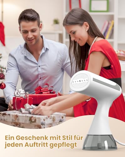 Steamer Dampfglätter Reise 15s Schnelles Aufheizen, 1500 W 25 g/min Tragbarer Dampfbügler Handgerät, Klein Leicht Clothes Steamer für Zuhause Büro, 300 ml Wassertank & Abschaltautomatik (Weiß)