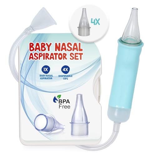 Image of Nasal Aspirator for Baby and Syringes - Nasal Irrigator Bundle with 24 Disposable Tips and 4 Nasal Syringes for Babies | Manual Control & Portable Design (Nasal Aspirator for Baby)