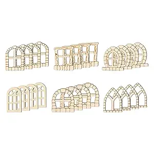 LICHTS 48Pcs Wooden Fairy Door Window DIY Garden Door Window for Painting Retro Style