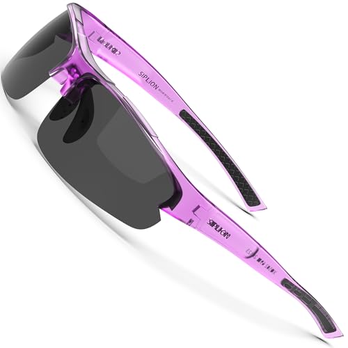 Image of SIPLION Polarized Sunglasses Men Sports: UV400 Protection Anti-Slip Wrap-Around TR90 Frame for Driving Fishing Golf Running