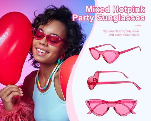 SUNOVELTIES 12 Mixed Pink Style Sunglasses Retro Party Favors Bulk Classic Eyewear Costume Glasses for Women4