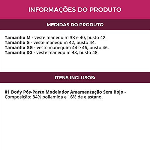 Body Pós Parto Modelador Sem Bojo para Amamentação Castanho, Bege e Preto - TV4282