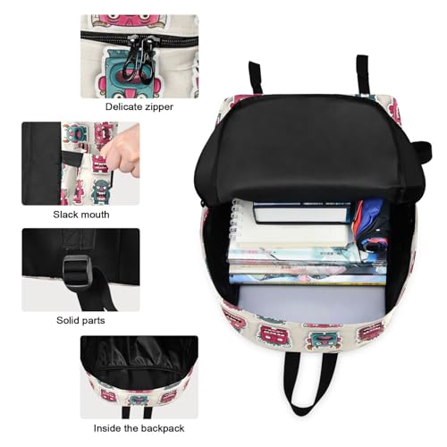 Cute Tiki Pattern Print Backpack Set with Lunch Bag, Large Capacity Travel Backpacks and Lunch Box Insulated for Commute Hiking Picnic3