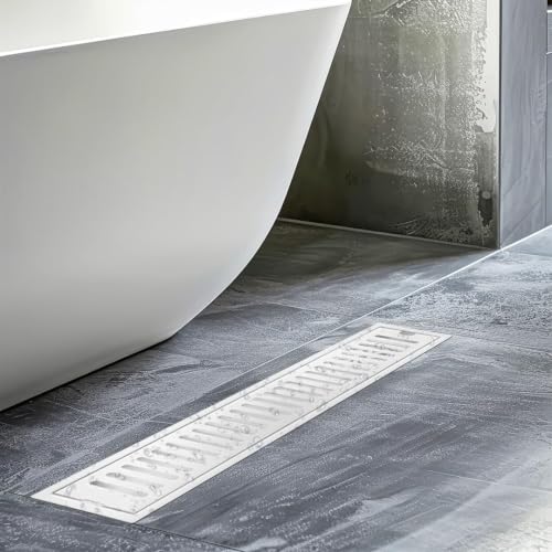 Image of Bathroom Drain Jali Big Size 16 x 4 Inch Drainer Cover | Linear /Vertical 304 Grade Stainless Steel Floor Drain Channel with Cockroach Trap | Shower Water Drainer