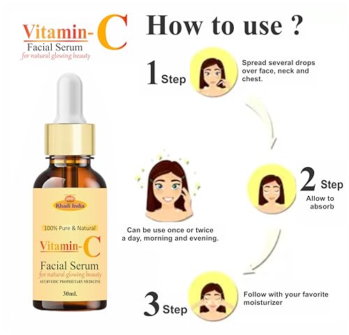 Image of Khadi Herbal Vitamin C Face Serum for Glowing Skin | Brightening and Hydrating Serum for Daily Skin Care | Suitable for All Skin Types 30ML