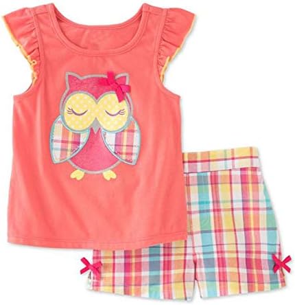 Toddler Girls Summer Clothes Outfit,Cotton Top and Shorts Clothing Set Owl 4t
