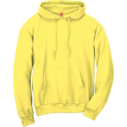 Hanes Men's Pullover EcoSmart Hooded Sweatshirt, yellow, X Large