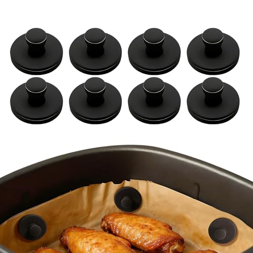 8 Pack Air Fryer Magnets for Parchment Paper, Air Fryer Liner Magnet Silicone Buckle for Holding Down Lock Liners Disposable Safely, Air Fryer Accessories