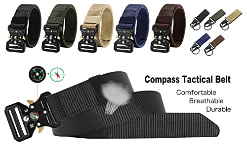 DOOPAI Tactical Belt,Military Style Belt, 2 Pack Riggers Belts for Men, Heavy duty quick release buckle with compass Extra Molle Key Ring Holder Gears2