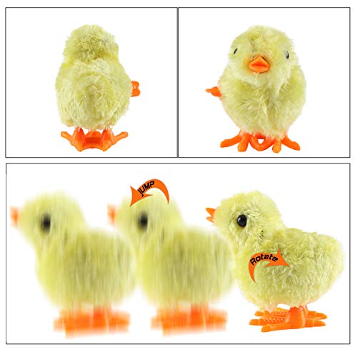 Fashionclubs Wind Up Toy, 12pcs Easter Chick Wind Up Toys Jumping Chicken Plush Chicks Clockwork Toys Novelty Toys for Kids Party Favors, Easter Egg Hunt, Birthday Goody Bag Fillers, Game Prizes