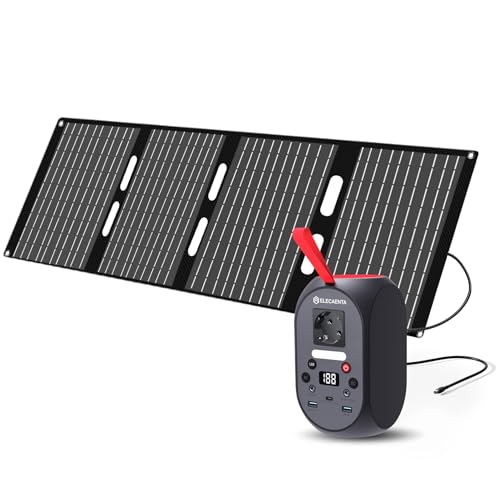 ELECAENTA Estación de Energía Portátil 99Wh con ETFE Cargador Solar Portátil 40W, Acumulador Portatil Energía LiFePO4 Batería de Reserva para Camping y Emergencia