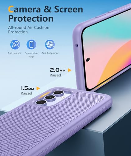 Image of FNTCASE for Galaxy A54-5G Phone Case: Samsung A54 5G Military Grade Drop Protection, 14ft Drop Tested, Screen Protector Included, Anti-Slip Textured, TPU+PC Dual Layer Shockproof Cover (Light Purple)