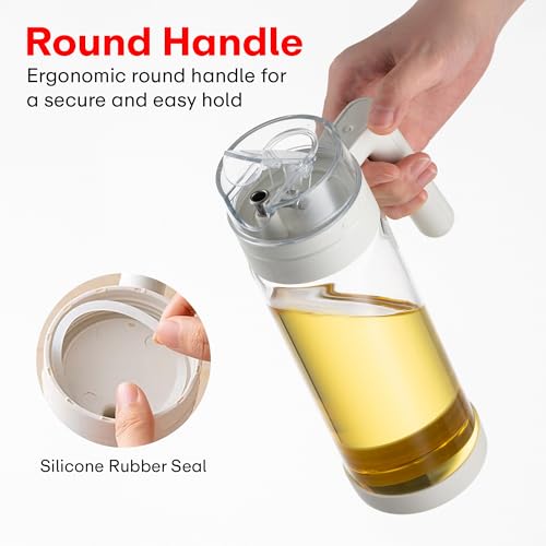 Image of PRIME PICK Oil Dispenser Bottle for Kitchen 700ml - No Drip Auto Open & Close Glass Container, Leak-Proof Handle Design, Stainless Steel Spout, Transparent Jar for Cooking, Baking & BBQ
