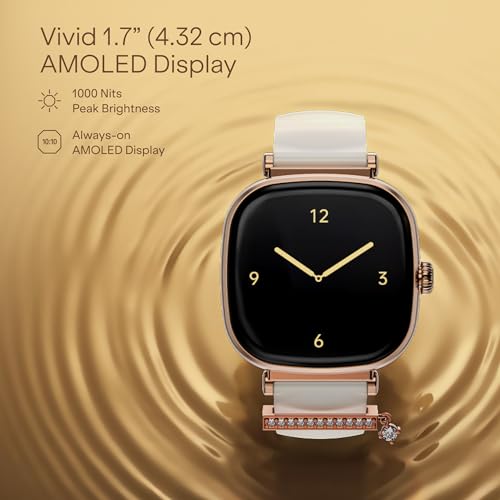 Image of boAt Chrome Ivory Smart Watch for Women, co-Designed with GIVA, Limited Edition 925gm Silver Charm, 1.7 inch AMOLED Display, 1000 nits Brightness, Premium Metallic Build (Silver Charm Edition)