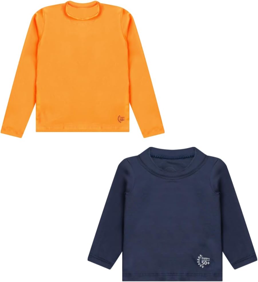 kit 2 Camisa Infantil Juvenil PROTEÇÃO SOLAR UV50+ Praia Piscina Blusa térmica Menina ou Menino UNISSEX (BR, Numérico, 10, Slim)