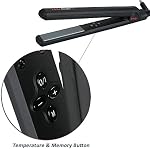 MHU Professional 1 Inch Keratin Ion Flat Iron Tourmaline Ceramic Hair Straightener Instant Heat Up Auto Shut-Off Adjustable Temperature with LED Display Black (285°F-450°F)