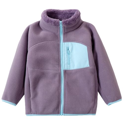 Girls Fleece Jacket Wool Sherpa Zip Up Long Sleeve Turtleneck Patchwork Winter Coat Kids Boys Thermal Warm Fall Clothes