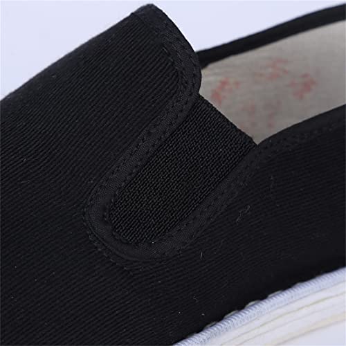 Men's Old Beijing Chinese Traditional Cloth Shoes,Breathable and Sweat-Absorbing Handmade Cotton Sole Cloth Shoes Spring and Autumn Models,Black,10.54