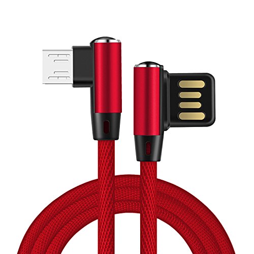 tecmac Right Angle Micro USB Cable (3.3ft / 1mtr, Red)