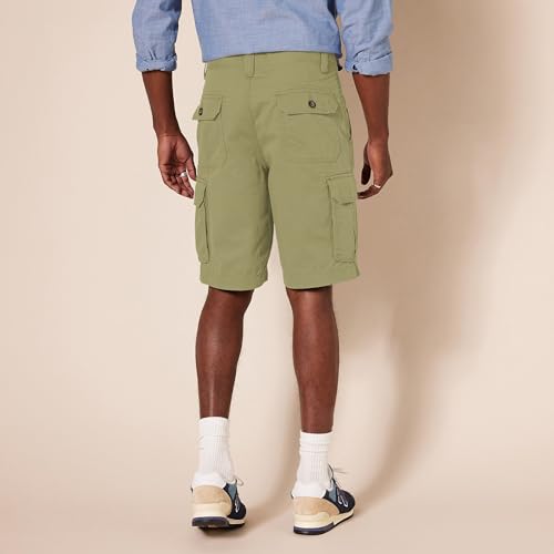 Image of Amazon Essentials Men's 10 inch Classic-Fit Cotton Twill Cargo Shorts with Multiple Pockets, Zip Fly, Button Waist (Available in Big & Tall)