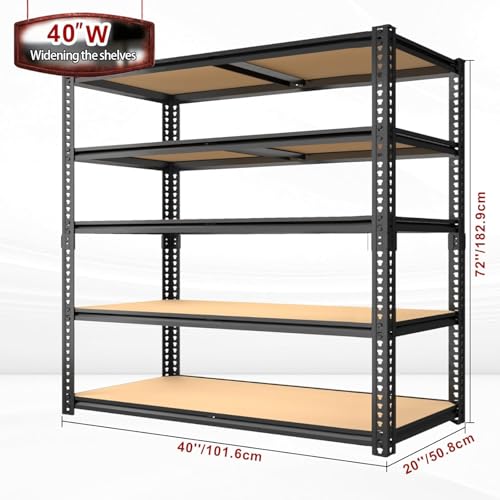 Garage Racks for Storage,5-Tier Adjustable Garage Shelving Storage Shelves,2400LBS Capacity Heavy Duty Shelving for Carport Warehouse Basement,72" H x40 W x20 D - Image 4