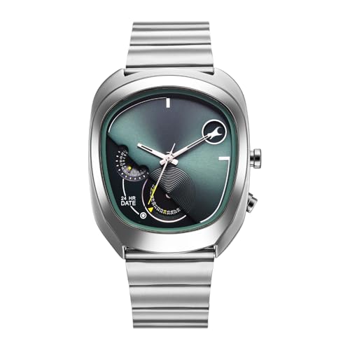 Image of Fastrack Cosmic Tribe Quartz Green Shaped Dial Men's Watch | Stainless Steel Strap Material | Watches for Men Analog - 3327SM01