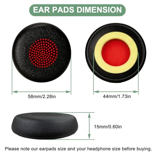 Almohadillas de repuesto para auriculares Jabra Evolve 65 40 30 20 (paquete de 4) | Almohadillas para Jabra Evolve 65/65UC/MS, 40/40UC/MS, 30/30II/30US, 20/20SE/UC/MS, Plantronics Blackwire C3210 C3220 C3225 miniatura 3