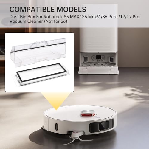 Image of Dust Bin Box for Roborock S5 MAX / S6 MaxV /S6 Pure / T7 /T7 Pro Vacuum Cleaner - Waste Dustbin Box Replacement Accessories Spare Parts (Not for S6)