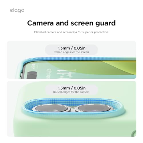 Image of elago Compatible with iPhone 16 Case, Premium Liquid Silicone Case, Full Body Protective Cover, Shockproof, Slim Phone Case, Anti-Scratch Soft Microfiber Lining, 6.1 inch (Soft Mint)