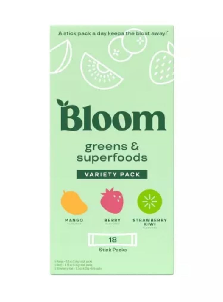 Bloom greens and superfoods variety pack of 18, 6 Mango, 6