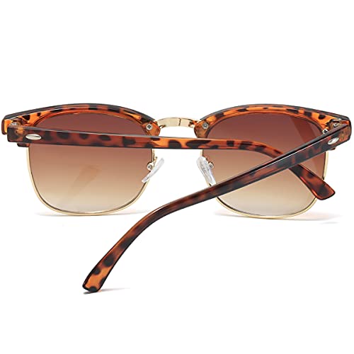 Image of Retro Semi Rimless Sunglasses Half Frame UV400 Glasses for Men And Women