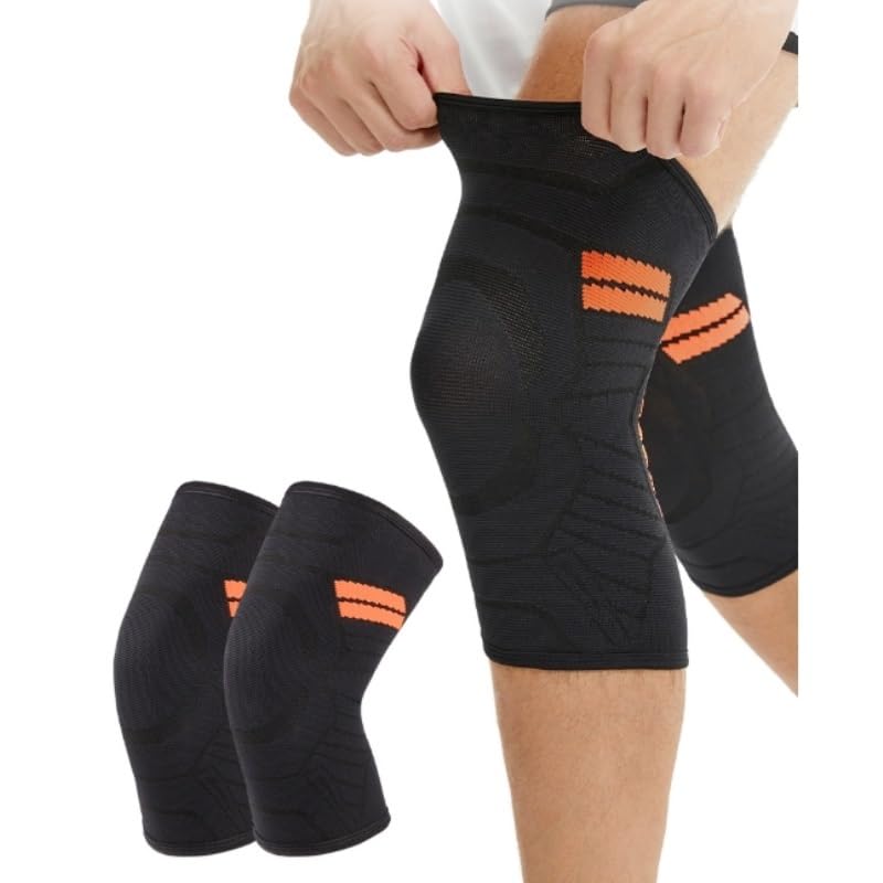Exercise, protection Nylon Sports Knitted Knee Pads Men's and Women's Anti-slip Meniscus Knee Professional Knee Pads for Fitness, cycling, running, playing football(Small)