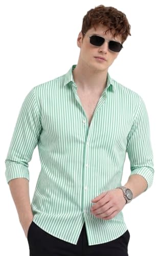 Image of U TURN Men's Casual Solid Stylish Formal Striped Shirt for Men &Plus Size Shirts for Men