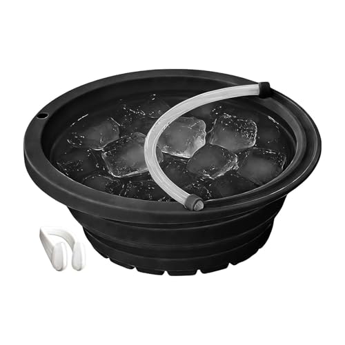 Bol para baño de hielo facial y palangana plegable de silicona con tubos para tina facial