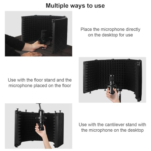 Reflector de sonido de micrófono y protector de espuma portátil para grabación 7
